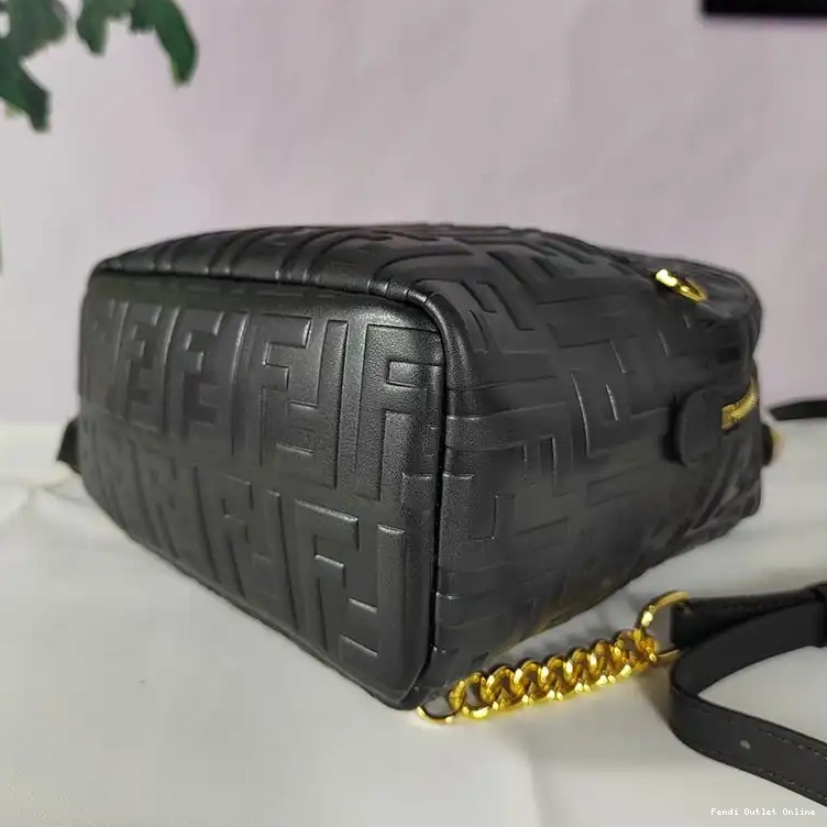 Cheap Motif Backpack Leather Nappa FF Fendi In Black Mini 0621